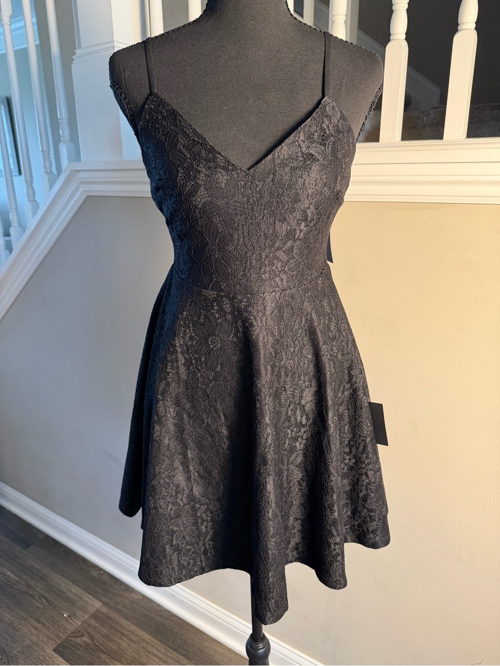 Lulus Black Lace Fit-and-Flare Dress